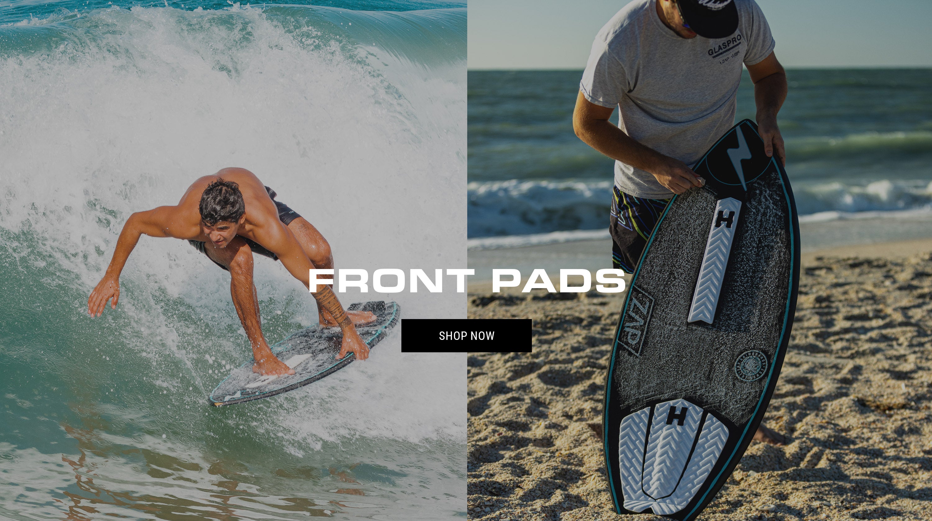 Hammer front traction pads for skimboards and surfboards